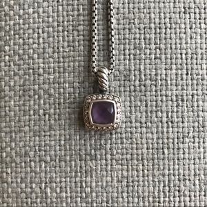 David Yurman Petite Albion Silver Amethyst & Diamond Necklace